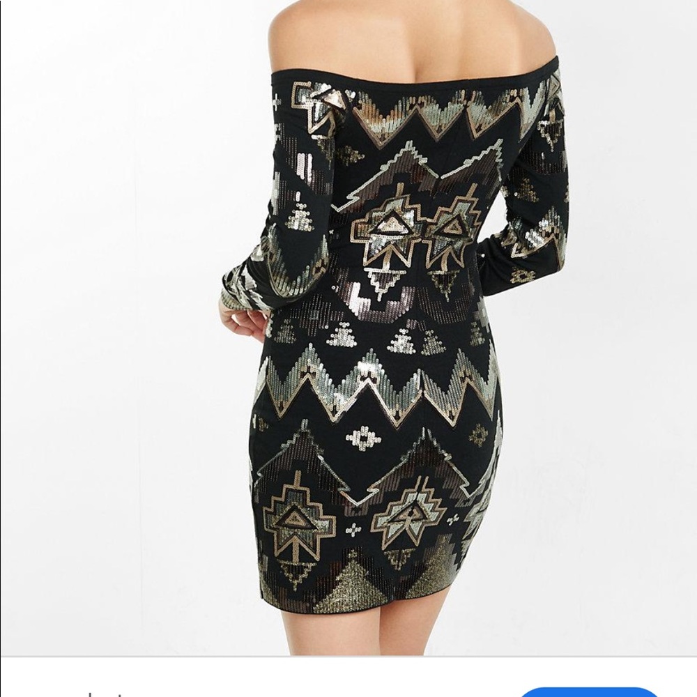 Express gold and silver sequin dress